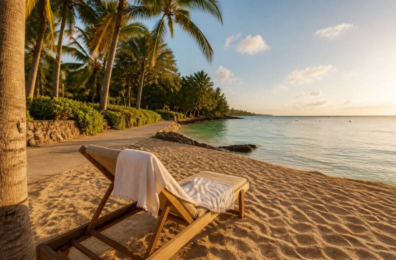 Zonnig strand tijdens een ontspannen zonvakantie
